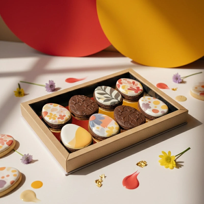 Coffre de biscuits oeufs de pâques chocolat gourmand