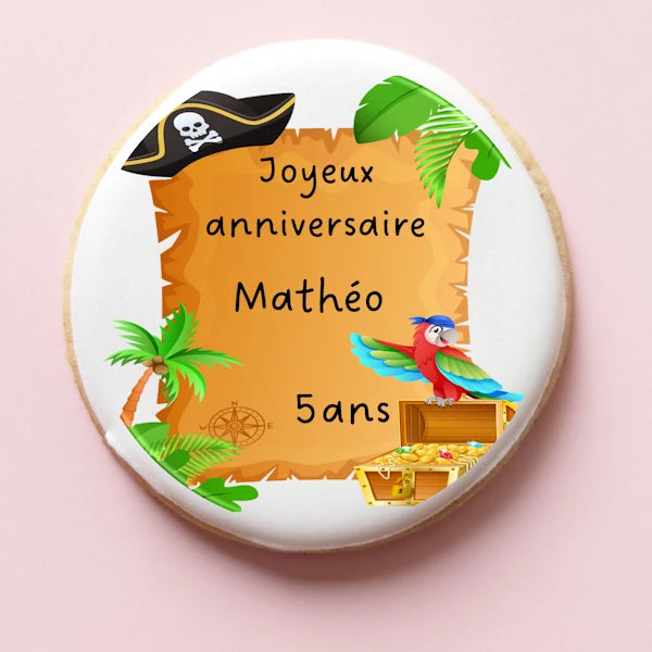 Biscuits pirates personnalisés – Prénom et âge – Les Aventuriers du Biscuit