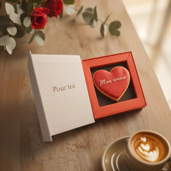 Biscuit personnalisé Saint Valentin carte de voeux