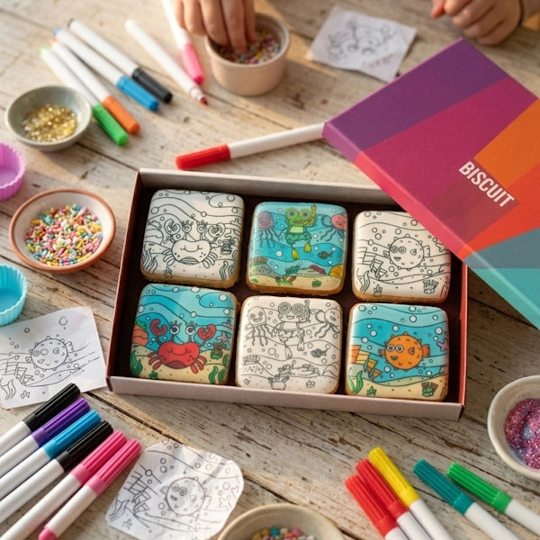 Coffret de biscuits à colorier avec feutres alimentaires pour enfants