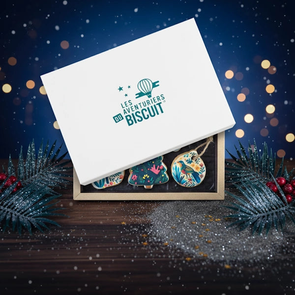 Coffret cadeau de Noël gourmand et original Les Aventuriers du Biscuit sous les étoiles du sud
