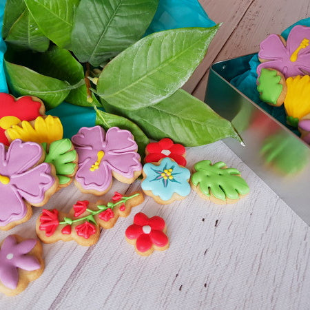 Grand coffret de biscuits décorés bouquet de fleurs sugar cookies