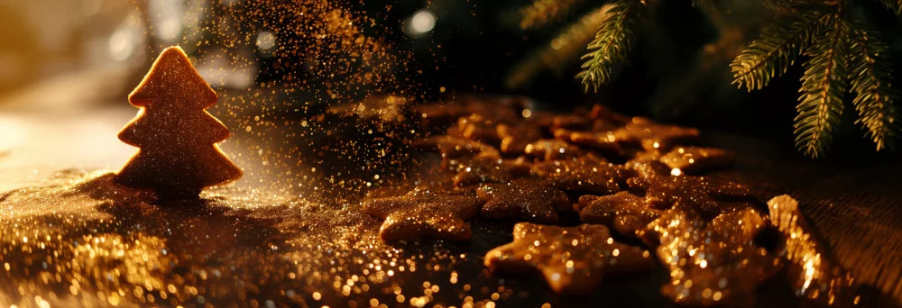 bannière présentant des biscuits de noël en forme de sapins