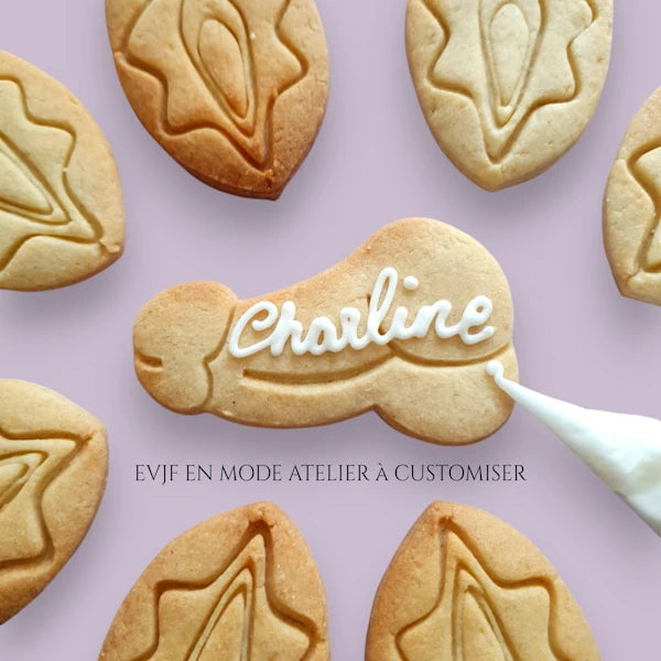 Biscuits coquins EVJF à décorer  – kit La Bisquetterie, activité sexy, décomplexée et érotique, pénis et vulve