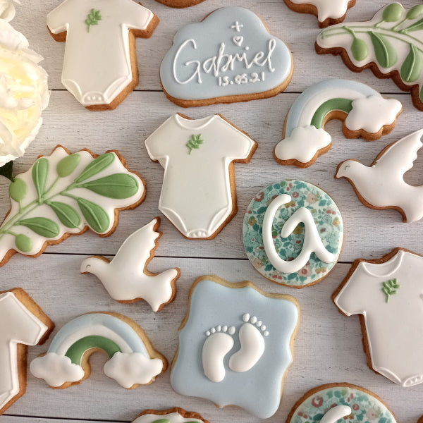 Biscuits décorés sur mesure naissance baptême thème Liberty