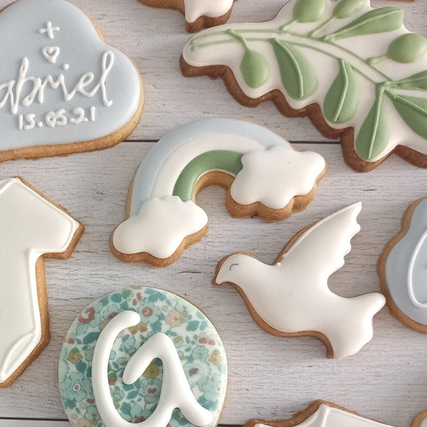 Biscuits personnalisés naissance baptême Arc en ciel