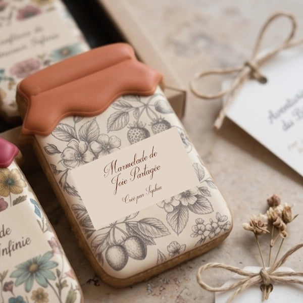 Biscuits artisanaux personnalisés cadeau fête des mères 2026 motif fleurs vintage herbier
