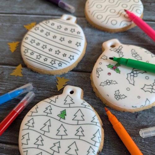 Boules de Noël à colorier | Coffret de 6 biscuits artisanaux à personnaliser
