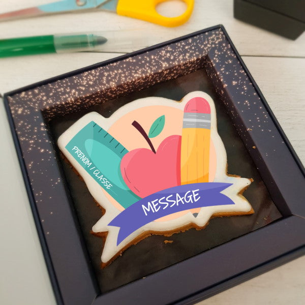 Carte de voeux personnalisée biscuit Merci Maîtresse, maitre, atsem, nounou