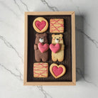 Coffret À Deux biscuits personnalisés Saint-Valentin avec ours en sablé nature et cacao