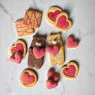 Coffret À Deux biscuits personnalisés Saint-Valentin avec ours en sablé nature et cacao