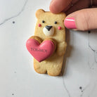 Coffret À Deux biscuits personnalisés Saint-Valentin avec ours en sablé nature et cacao