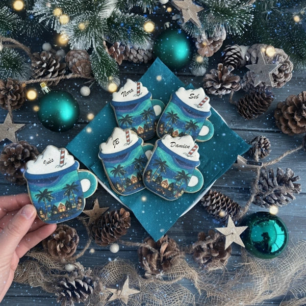 Biscuits marque place de noël personnalisés