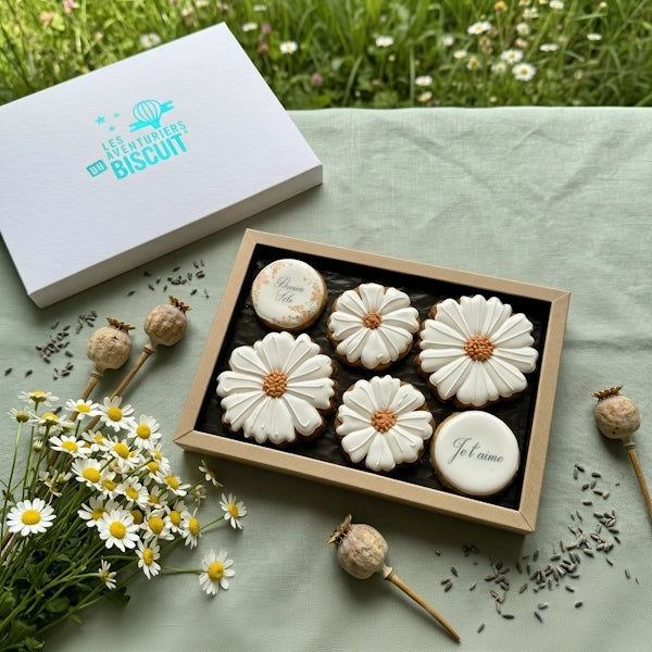 Coffrets de biscuits personnalisés marguerite