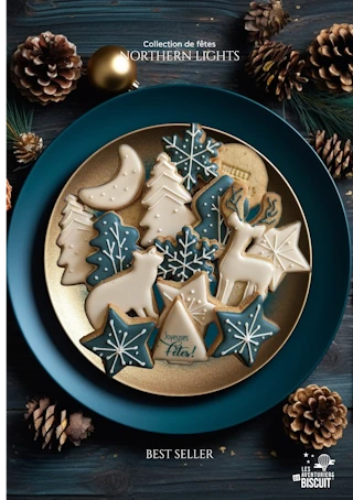 Biscuits personnalisés Northern Light Les Aventuriers du Biscuit – cadeau client premium aux couleurs polaires, fabrication artisanale à Sèvres