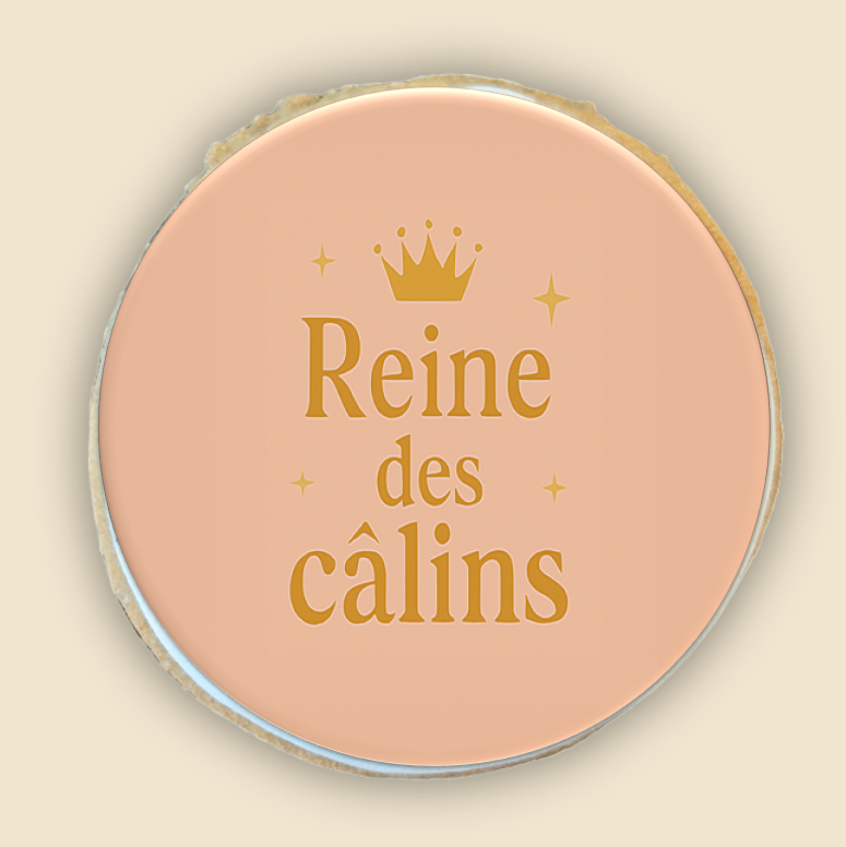 Biscuit message “Reine des câlins”, idée cadeau gourmand fête des mères