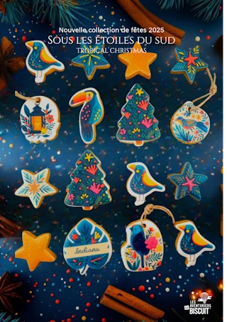 Biscuits personnalisés Tropical Christmas Les Aventuriers du Biscuit – coffret cadeau client original et gourmand aux inspirations exotiques
