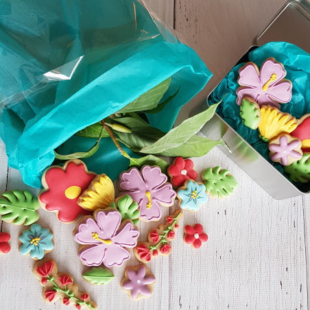 Grand coffret de biscuits décorés bouquet de fleurs sugar cookies