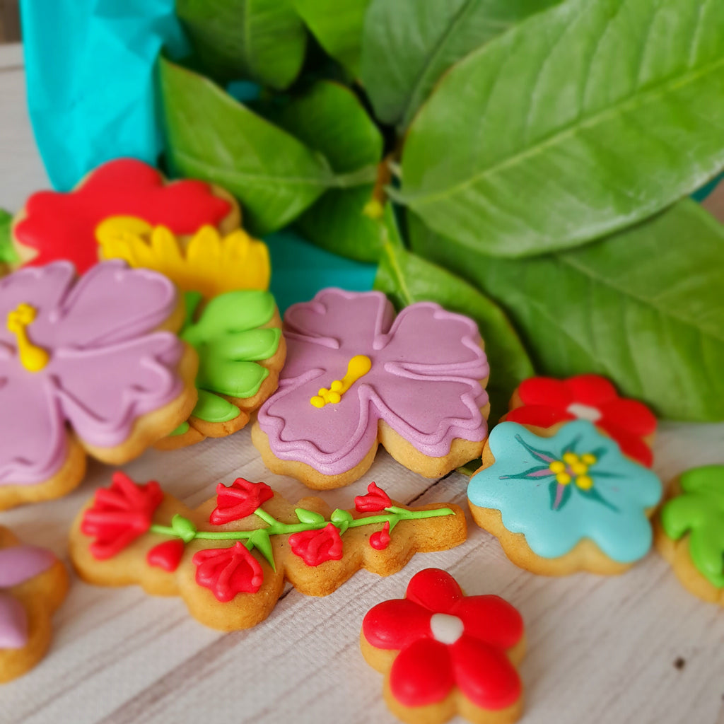 Grand coffret de biscuits décorés bouquet de fleurs sugar cookies
