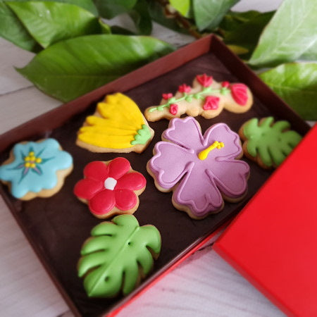 Coffret de biscuits décorés bouquet de fleurs