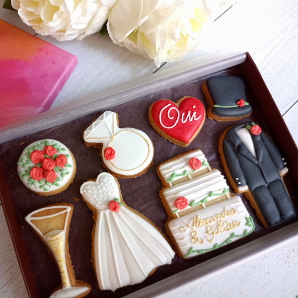 Coffret cadeau de biscuits décorés Mariage