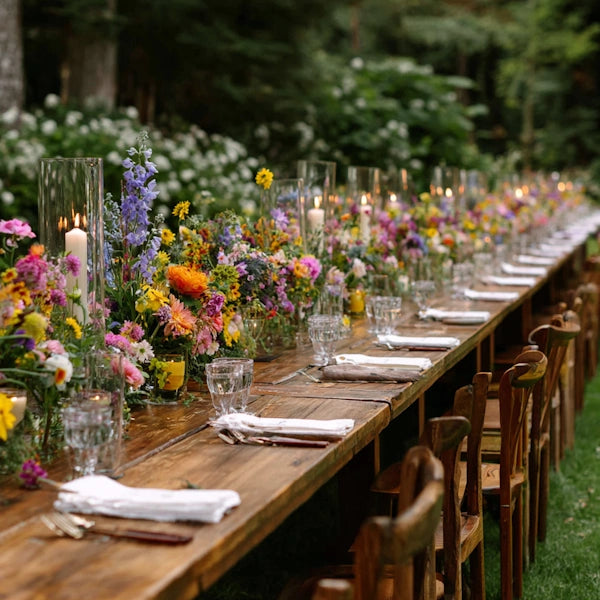 Table champêtre fleurs sauvages